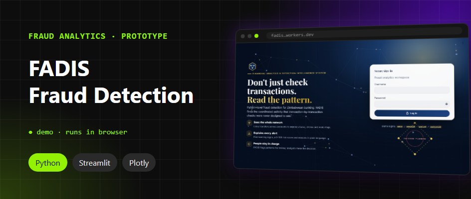 FADIS fraud analytics sign-in screen