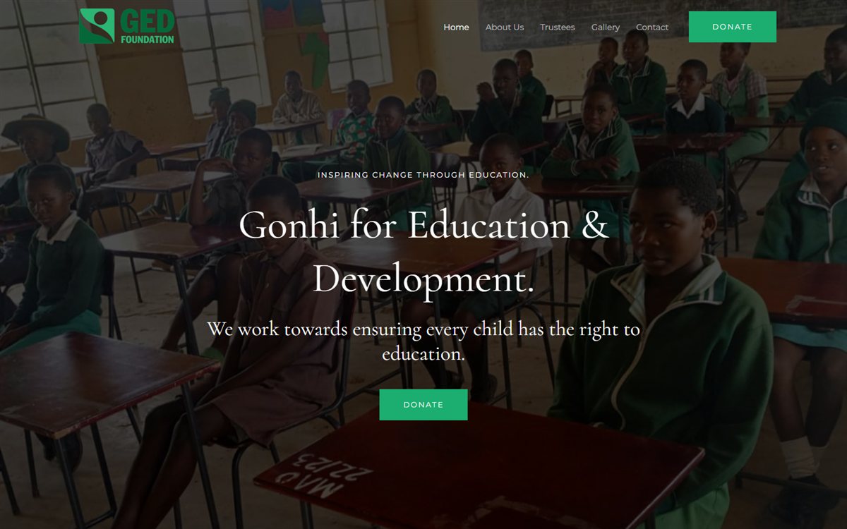 GED Foundation website homepage: Gonhi for Education & Development