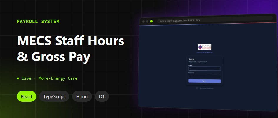 MECS staff hours and gross pay system sign-in screen