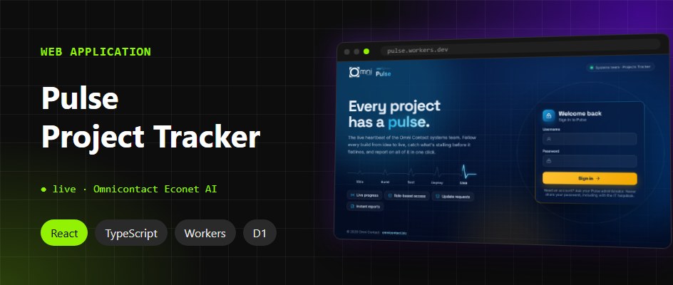 Pulse project tracker sign-in screen